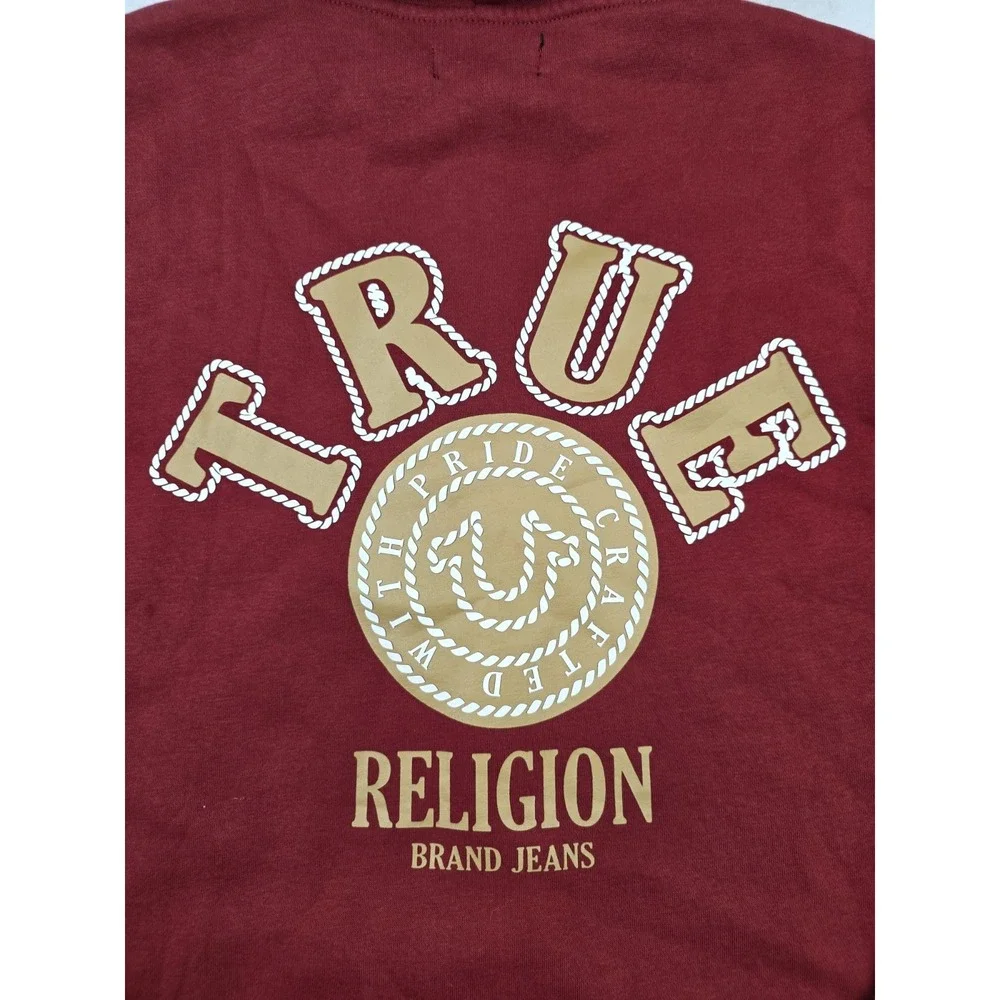 True Religion College Full Zip Hoodie Sweater Rope Design Size M Crafted W Pride